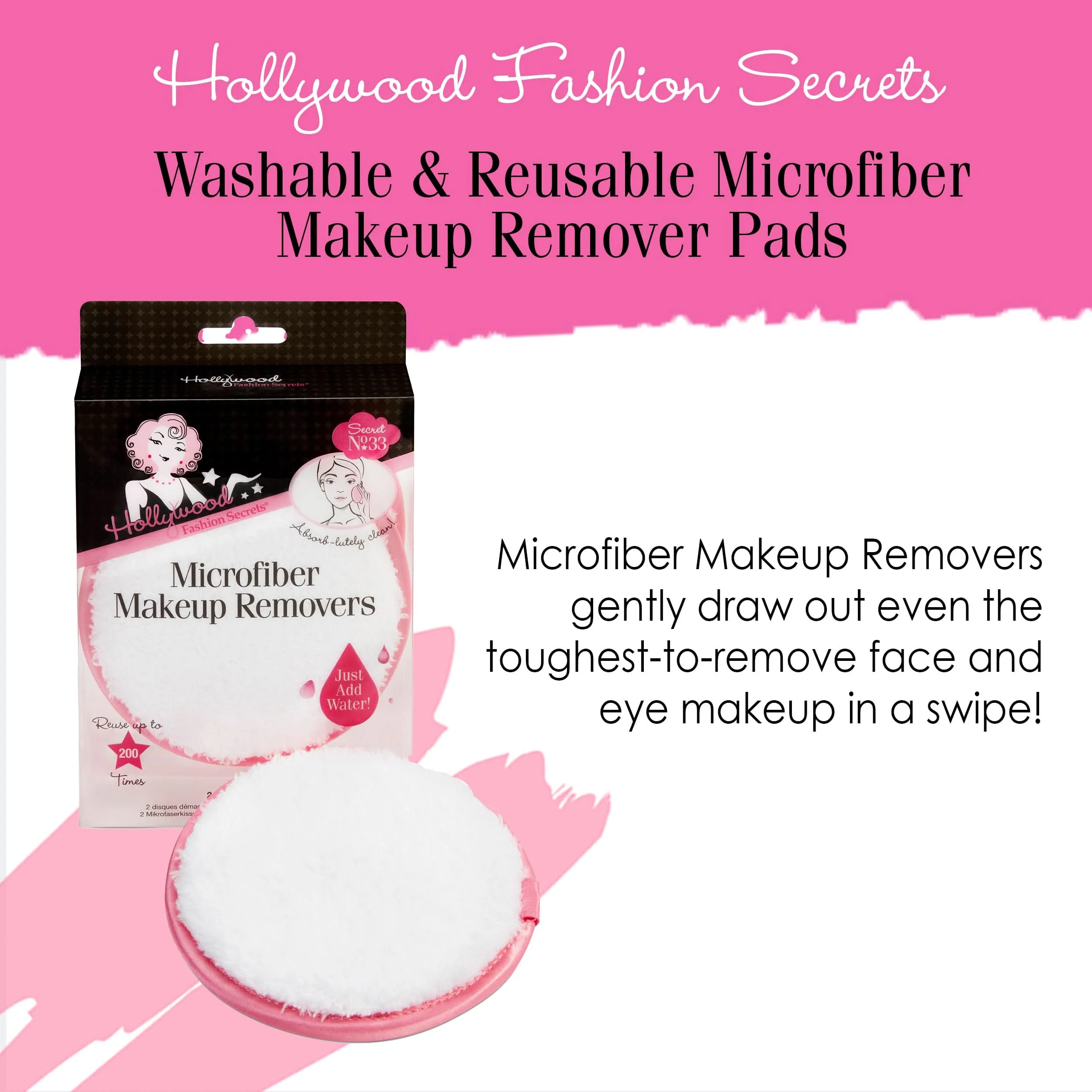 Hollywood Fashion Secrets Microfiber Makeup Removers (2 COUNT) - Image 3